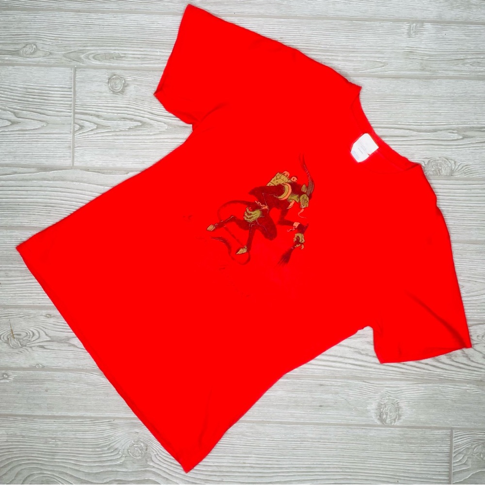 Port and company red kids large merry krampus Christmas short sleeve t shirt